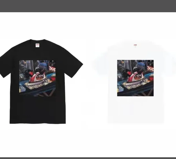 XL Large Gas S Sleeve T-shirt Necklace Short Banknote BLING Iron White Black M USD 22SS and Tee L 0501